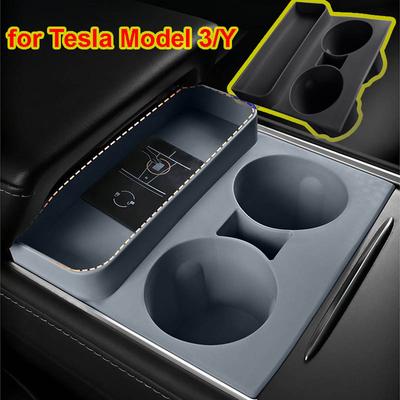 Für Tesla Model 3 Y Center Control Cup Stopper Einteiliger Silikonbecher Telefonkarten-Brillenhalter Aufbewahrungsbox Untersetzer Zubehör