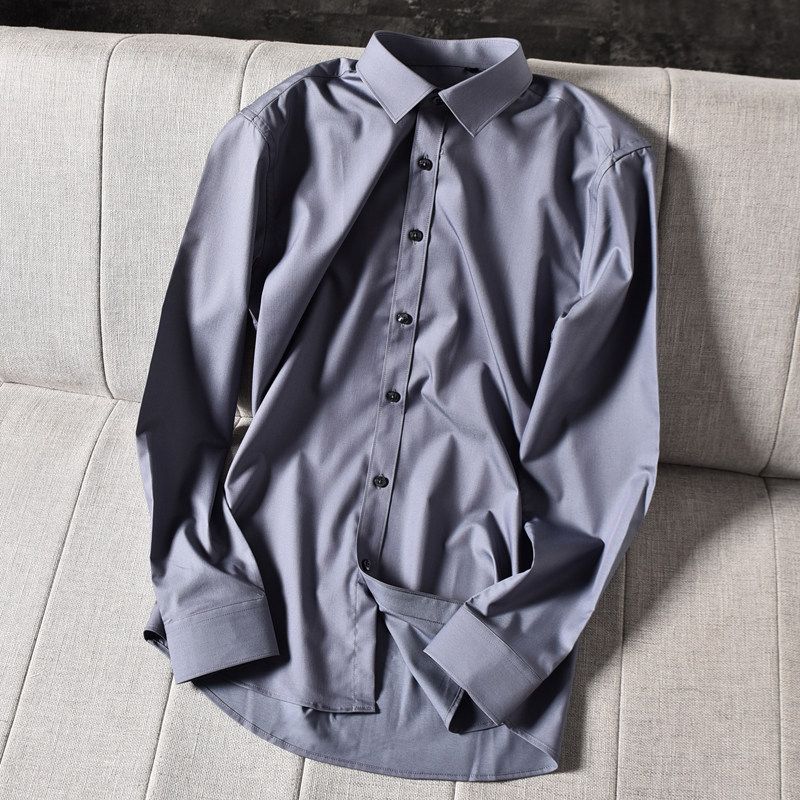 High Quality Non-Ironing! Stretch Breathable Fabric Foreign Trade Men's Clothing Factory Cut the Tag off Tail Goods Long sleeve Solid Shirts Shirt