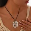 Stylish Metal Coil Sunflower Pendant Necklace Leather Necklace Goth Jewelry For Women