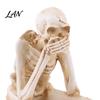 Spooky Festive Decoration Items Halloween Skeleton Statue, See Speak Hear No Evil Figurines, Holiday Party Decor Collectible Skull for Indoor