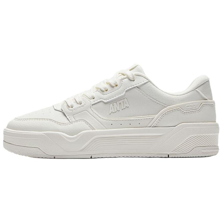 Anta C37 Series Fashion Versatile Casual Slip-Resistant Shock-Absorbing Durable Low-Top Skate Shoes Women Sneaker Ivory-White 122538022-1