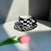 Korean Style Ceramic Mug 300ML Kawaii Cute Hand Painted Retro Coffee Cup with Saucer Milk Breakfast Teacup Dessert Dish Gift Kid