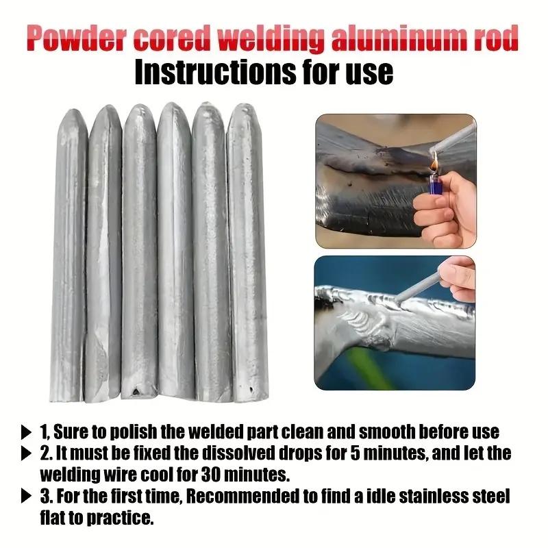 10pcs Low Temp Welding Rods, Fast Flow for Stainless Steel, Copper, Iron, Aluminum. Multi-Purpose Powder Core for Pipes & Repair