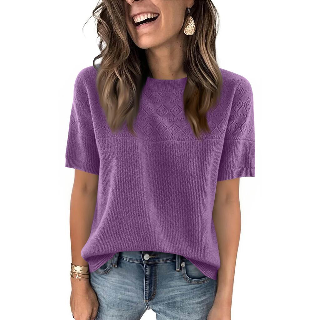 Women's Fashion Casual Round Neck Short Sleeve Shirt