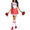 Womens Cheerleading Uniform Dance Costume Schoolgirl Cosplay Outfit Letter Print Sleeveless Dress with Socks Cheering Flower