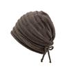 Folded knitted hat women's autumn and winter big head circumference bag head cold hat showing face small couple versatile cold protection ear protecti