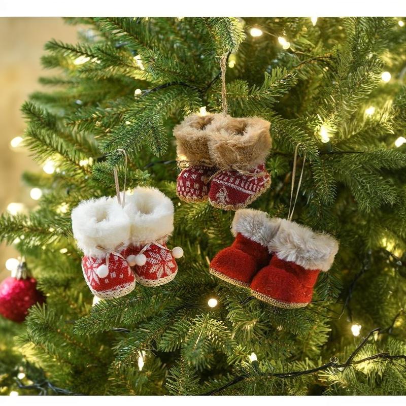 New Christmas Creative Small Ornament Red Fabric Christmas Boot Decoration Christmas Tree Ornament