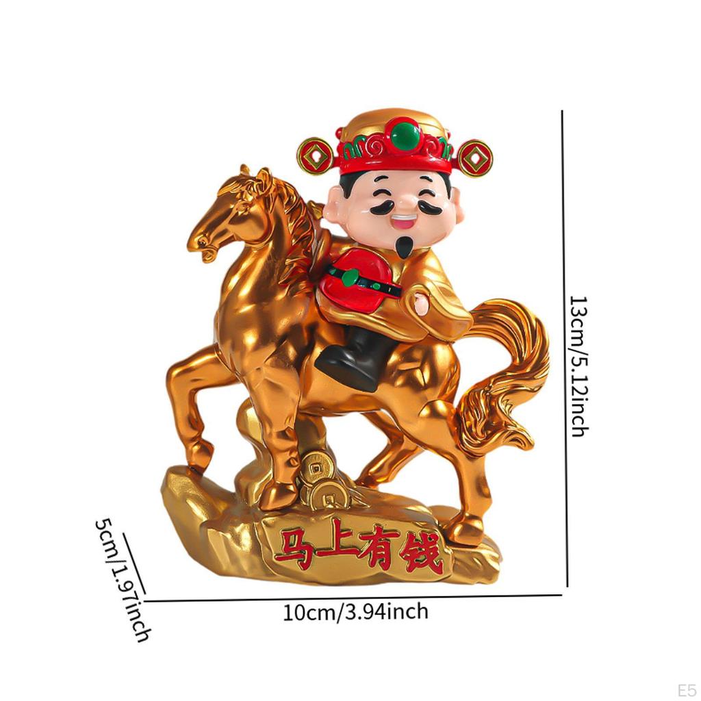 God of Wealth Figurine Feng Shui Figure Adornment Tabletop Ornament, Statue, for Bedroom Car Decor