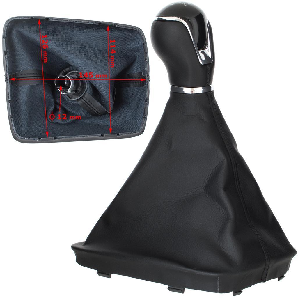 Seat Leon III 12-17 BLACK ECO LEATHER Gear Shift Knob + Gaiter with Frame 6 GEARS