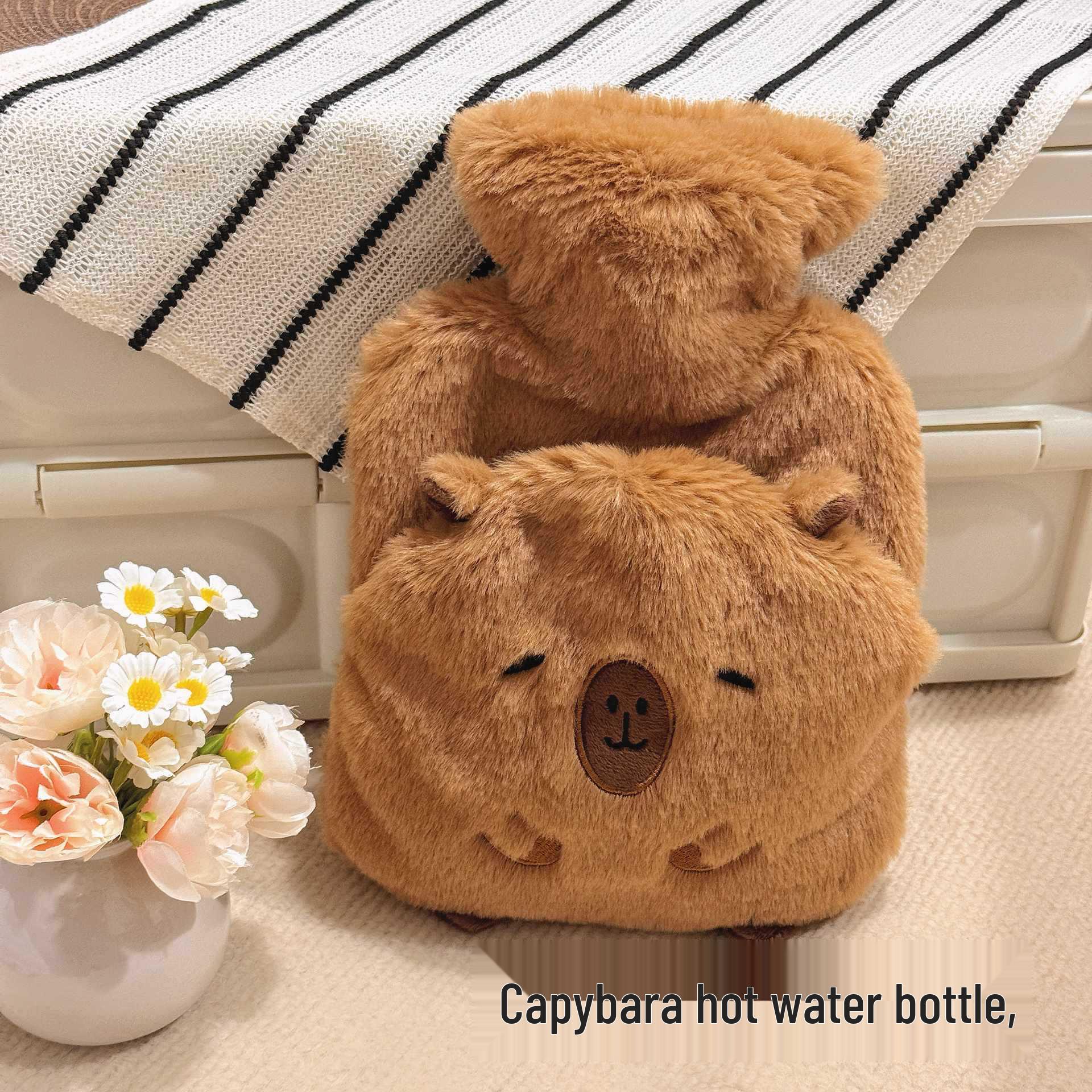 Capybara Plush Hand Warmer & Hot Water Bottle for Abdomen Compress 1000ml