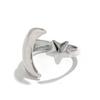Stainless Steel Gold Color Star Moon Open Rings For Women Minimalist Metal Two Tone Adjustable Finger Ring Jewelry Party Gift