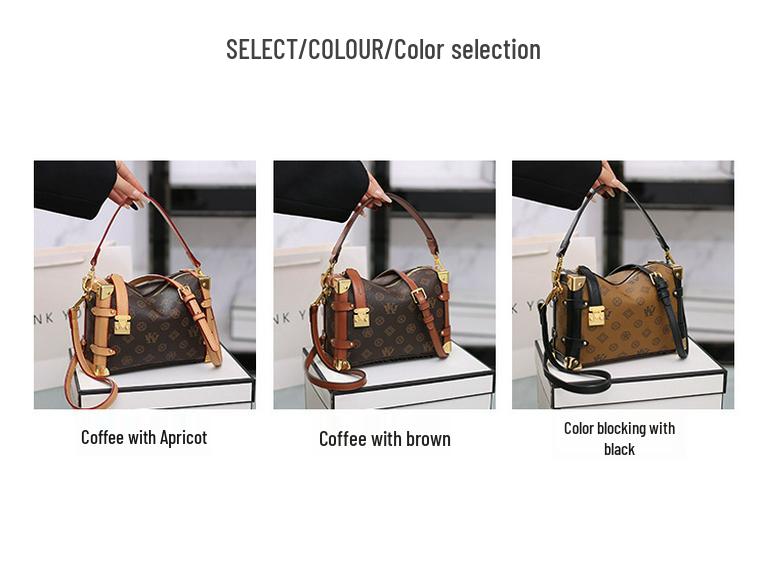 Geantă de umăr europeană și americană retro cu monogramă, tip pernă - Geantă de mână versatilă pentru femei