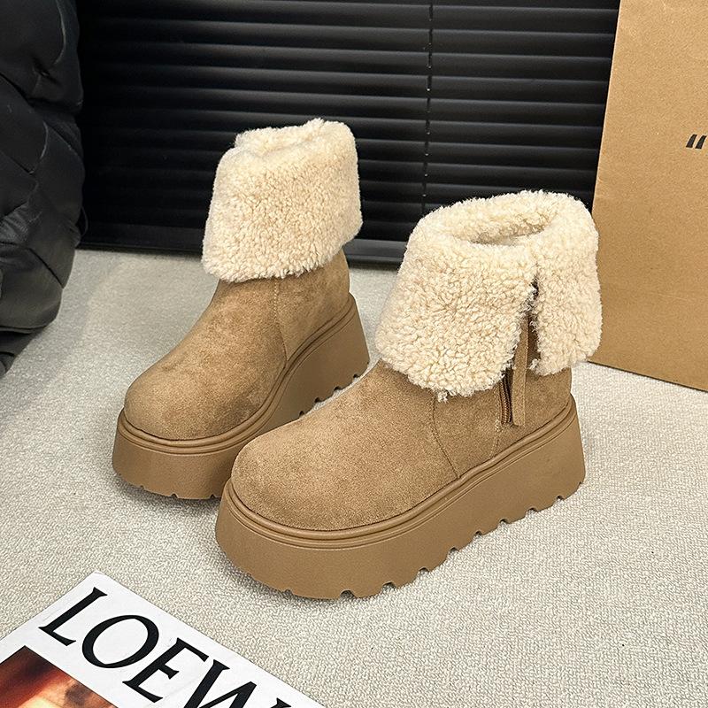 Women's fashion soft elastic winter warm cold padded snow boots thick-soled non-slip wear-resistant outdoor leisure sports cotton boots