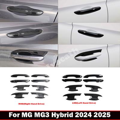 LHD RHD MG3 Hibrit 2024 2025 İçin ABS Karbon Fiber Siyah Araba Kapı Kolu Kapağı Kapı Kase Tutucu Koruyucu Styling Otomatik Aksesuarlar