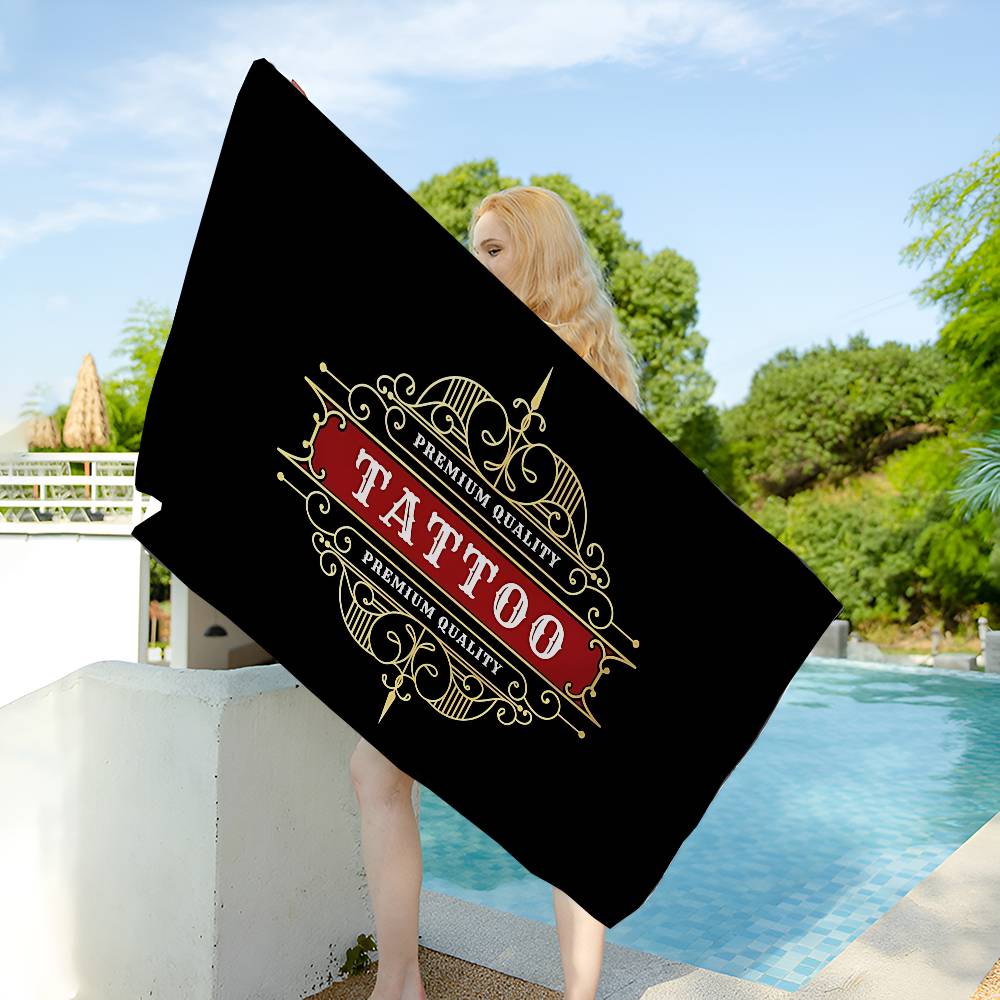T-Tattoo Shop Microfiber Blanket Quick Drying Beach Towels Oversized Printing Super Absorbent Pool Towel Blanket