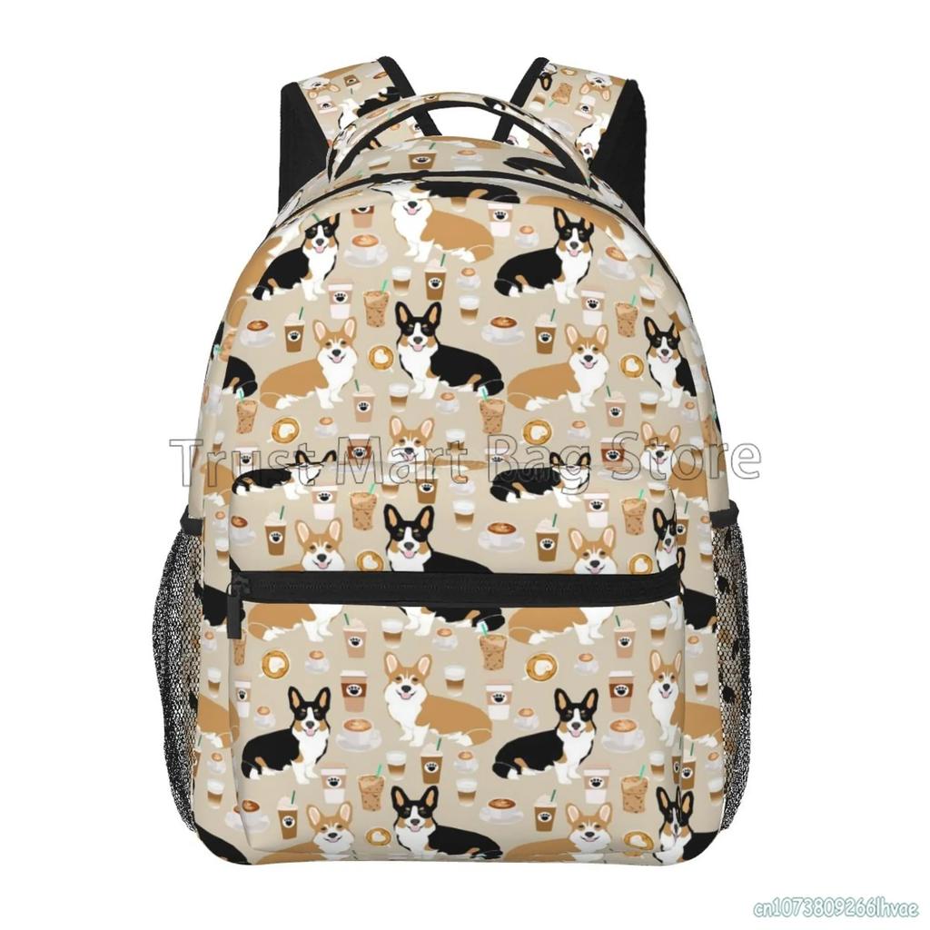 Cute Corgi Dogs Backpack for Boys Girls Lightweight Bookbag for Students School Laptop Backpacks Unisex Travel Camping Daypack