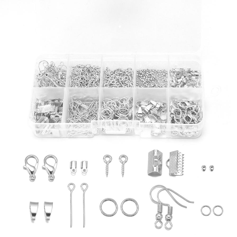 1040pcs/Box Alloy Accessories Kits Jewelry Findings Set Jewelry Making Tools Jump Rings Earring Hook Jewelry Making Supplies Kit