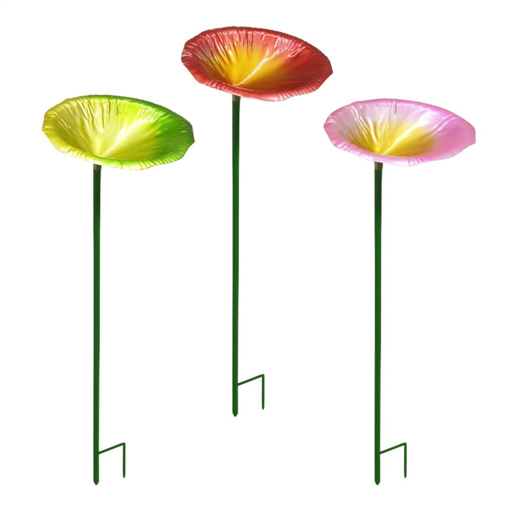 Garden Bird Bath Metal Garden Decor with Stake Bird Bath for Window Deck Patio Backyard Yard Balcony Railing Ground Pool