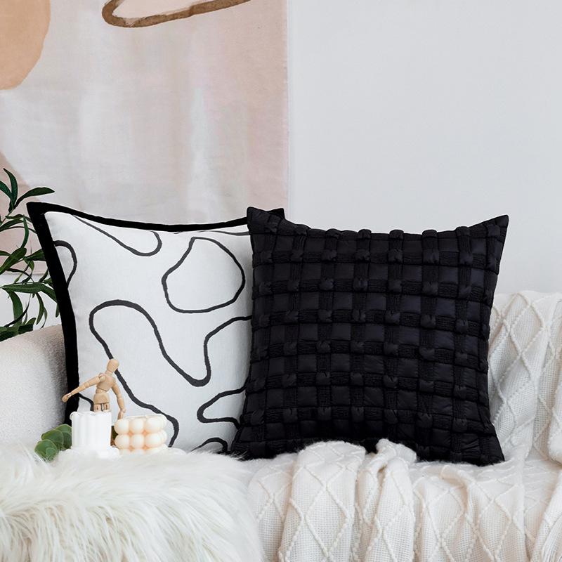 Nordic Simple Black and White Pillow Case Living Room Sofa Pillow Model Room Hotel B&B Home Cushion
