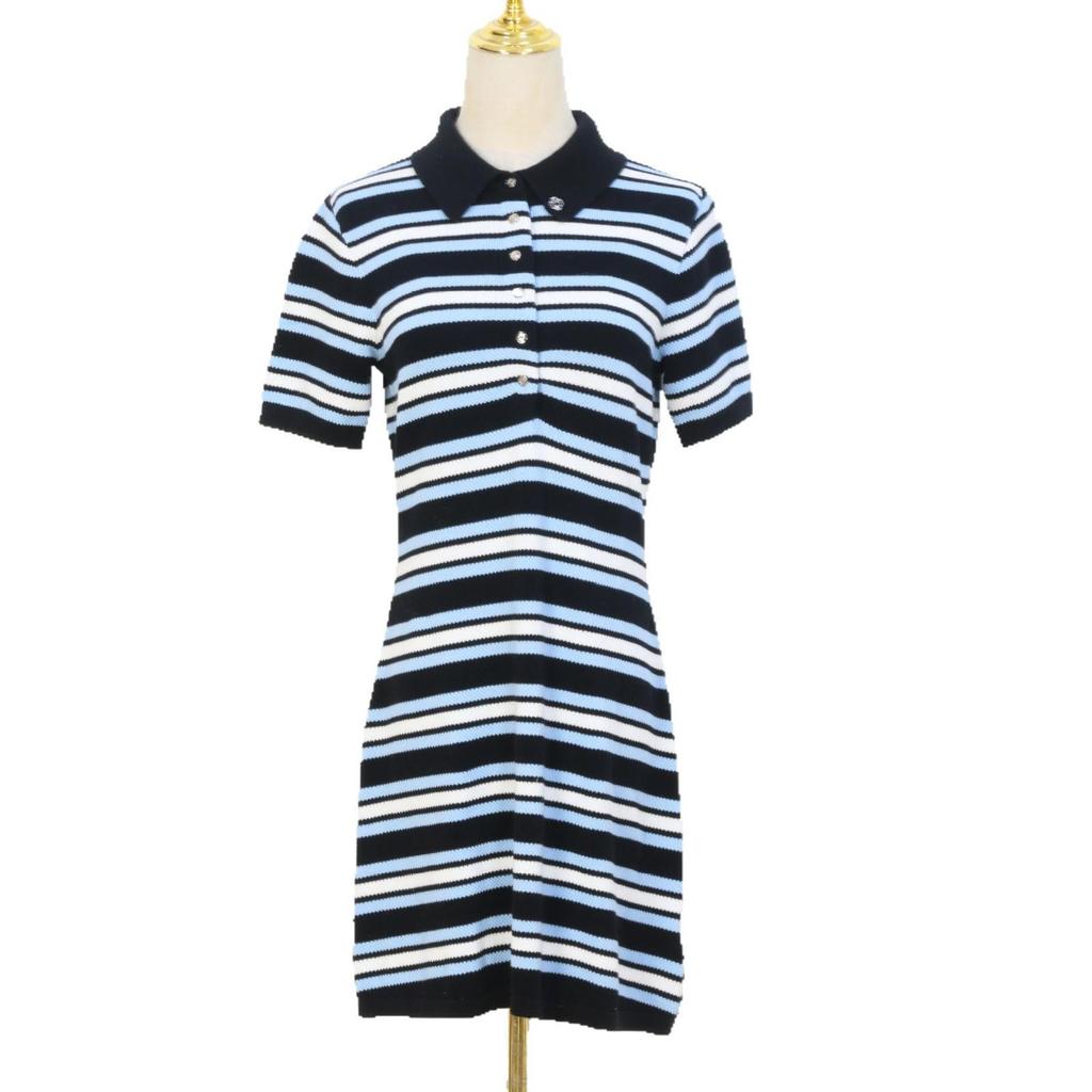 Zhuoya Women's French Short Sleeve Color Block Knit Dress - Sweet & Slim POLO Collar for Spring/Summer