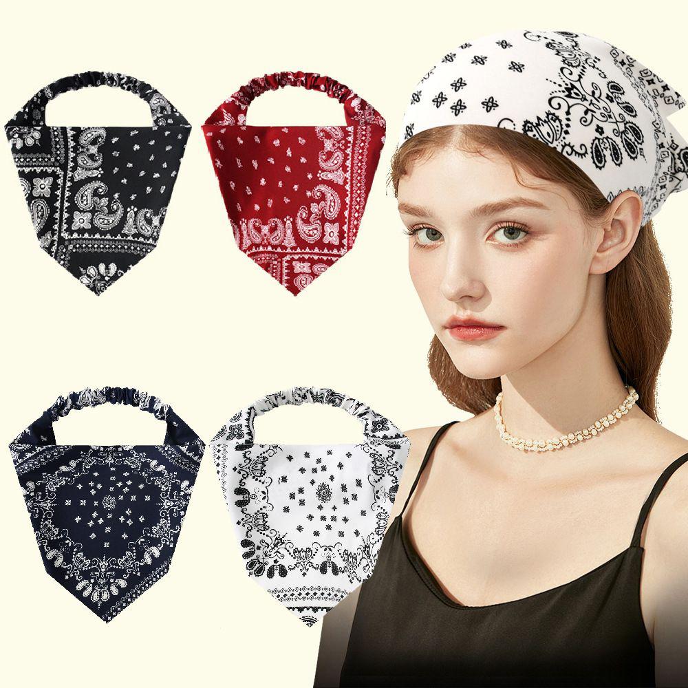 4Pcs/Set Triangle Elastic Headscarf Headbands Boho Hair Bandana Hair Kerchief Hair Scarves for Women Hair Accessories