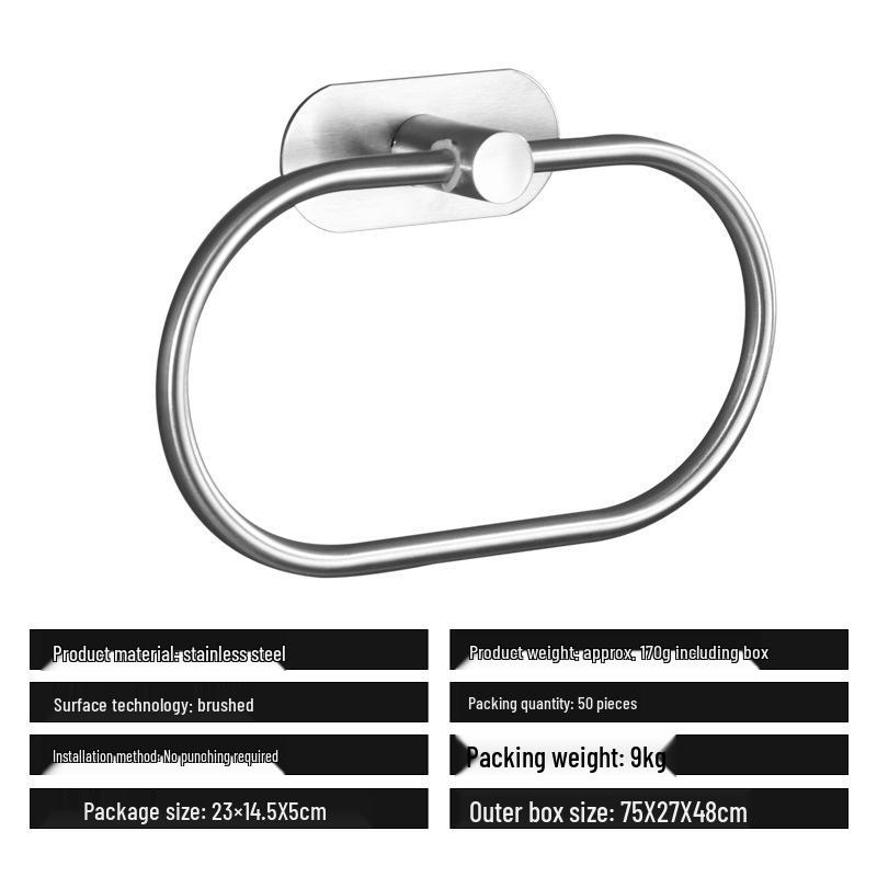 Edelstahl Stanzfreies Badezimmer Handtuch- & Papierregal Set mit Haken & Ringen