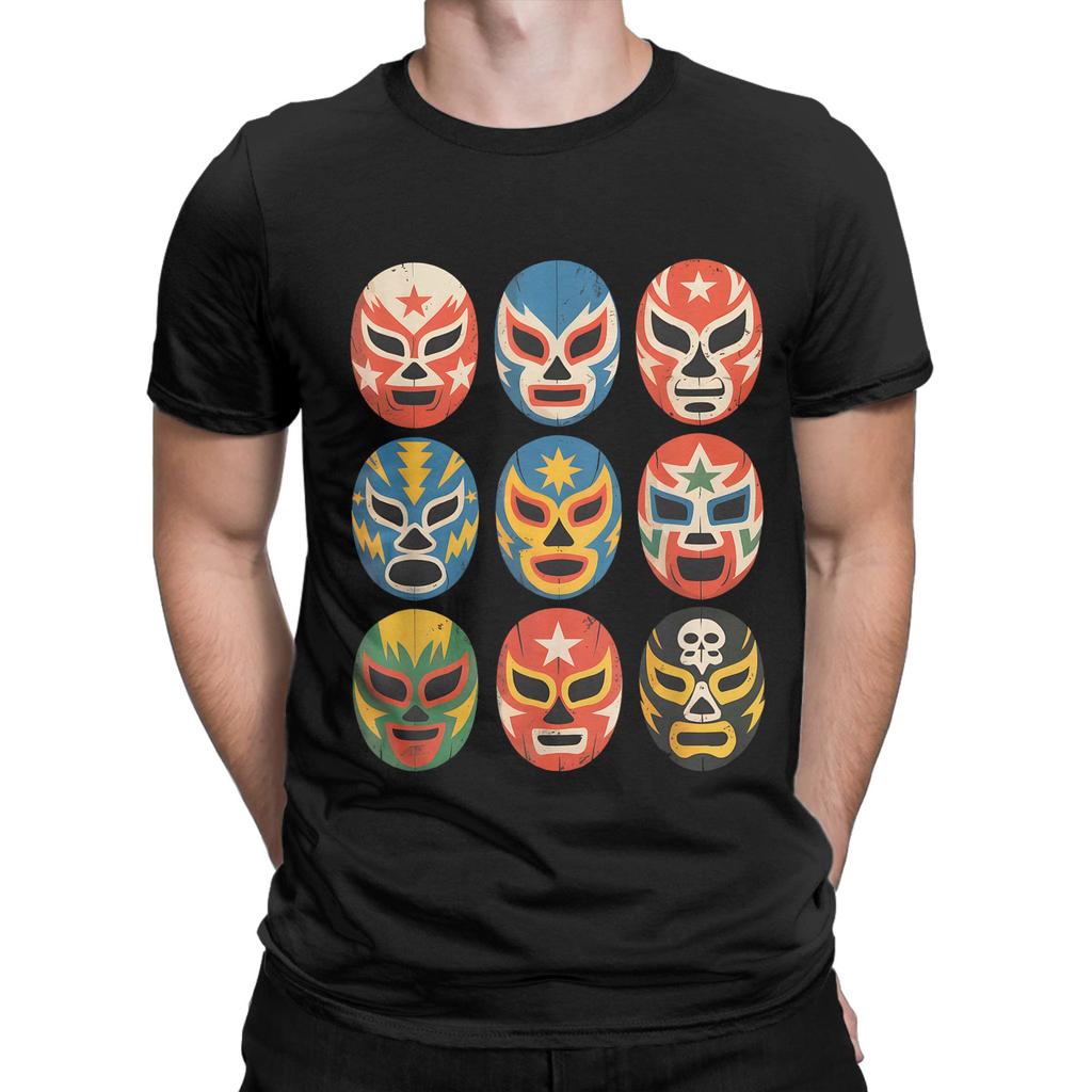 Lucha Libre Wrestling Masks Funny Mexican Wrestler Fan T-Shirt Summer Streetwear Tee Shirt For Men Short Sleeve Print Clothes