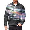 Men's Loose Casual 1/4 Zip Sweatshirt Fashion Printed Long Sleeve Top With Pockets