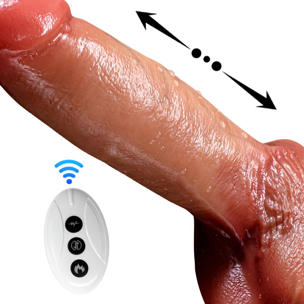 Super Strong Blue Rib Protrusion Simulation Electric Penis Dildo Masturbator Wireless Remote Control Heating Retractable Swing Sex Toys