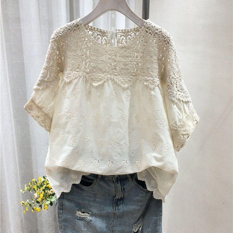 

Loose Chiffon Shirt Women s Summer Clothing New Fashion Trendy Style Short-sleeved Tops Blouses S белый