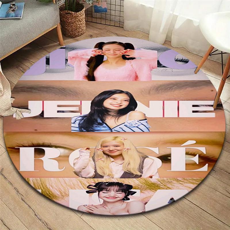 Blackpink Round Area Rug,Carpet Rug for Living Room Bedroom Sofa Playroom Decor,Non-slip Floor Mat