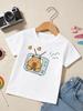 Capybara Inside Retro TV With Oranges Cartoon Print T Shirt Boys Girls Cute Short Sleeve Tee Family Matching Kids Cotton Tops