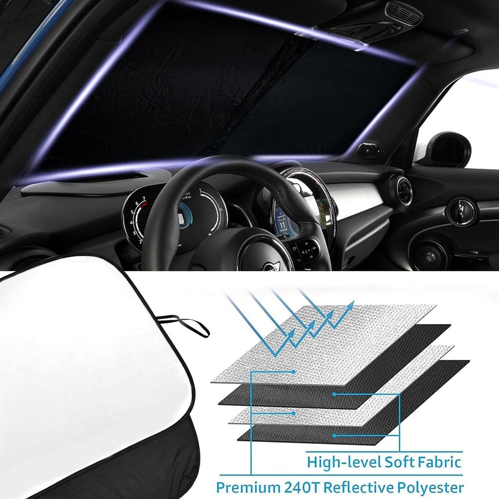 Front Windshield Sunshade fit for 2015-2024 Mini Cooper Cooper S Hardtop 4 Door Foldable Car Shade Automotive Windshield Sunshades Mini Cooper