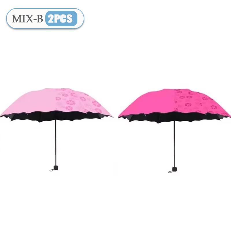 Water Blossom Umbrella Magic Folding Umbrella with Rainwater Pattern Windproof Sunshade Umbrella Outdoor UV Protection Umbrella