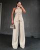 2025 Summer Women's Halter Top & High Waist Long Pants Set - European & American Style