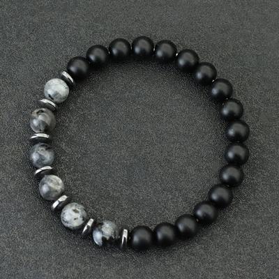 Mode Perlenarmband für Herren Schwarzer Mattstein Chakra Armband Blauer Howlith Tigerauge Strangarmband Pulsera Hombre Joias