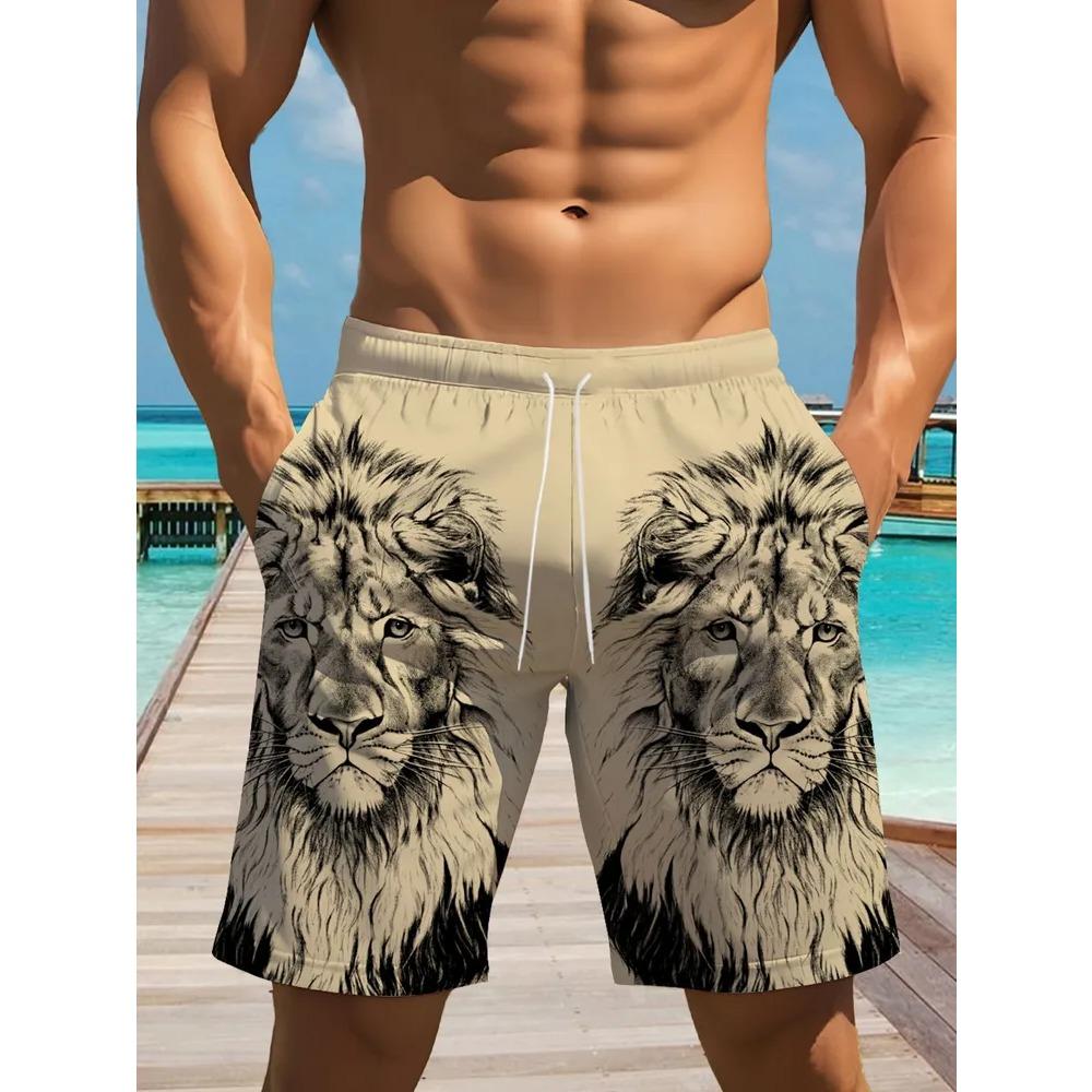 Summer Men's 3D Printed Beach Pants Fashion Versatile Breathable Trend Casual