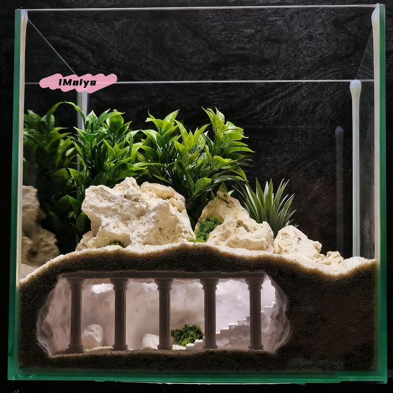 M-3D Printing Fish Tank Underground Cave Shelter Hiding Houses for Fish Shrimp Reptile Aquatic Tunnel Landscaping Aquarium