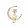 Cat Shaped Brooch with Zircon and Opal Stone Elegant Design Fashion Lapel Pin for Clothing Accessories Suit Decoration
