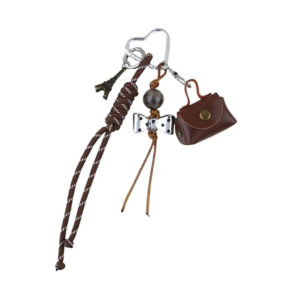 With Coin Purse Braid Rope Keychain Braid Bag Accessories Bow Bag Pendant Phone Lanyard Bag Hanging Weave Nylon Rope Ladies