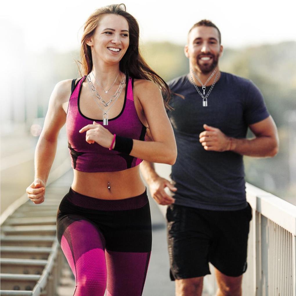 2Pcs Cute Lovely Lock Chain Waterproof Reusable Necklace Locks Pendant Wear-resistant Punk Necklaces for Women Clothes