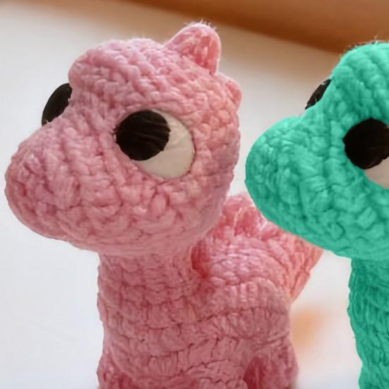 Yousheng 3D Printed Dinosaur Figurine, Cute Mini Crochet Texture Dino Statue, Miniature Collectible Desktop Decoration for Kids Room Table Decor