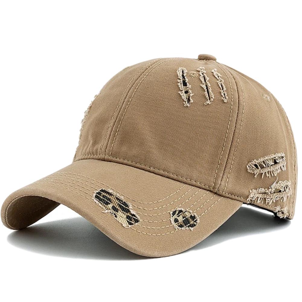 New Style Women's Vintage Distressed Baseball Cap Leopard Print Ripped Sun Hat Casual Streetwear Outdoor Cap