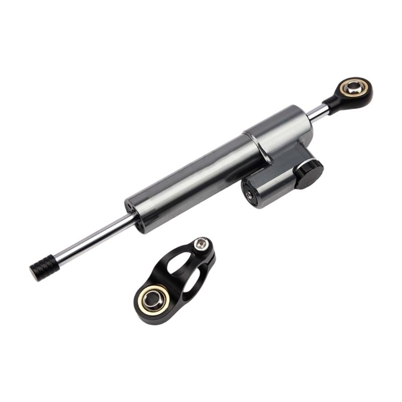 Machined Aluminum Motorcycle Steering Damper with Anodized Finish, Adjustment Knob and Shared Mounting Hardware