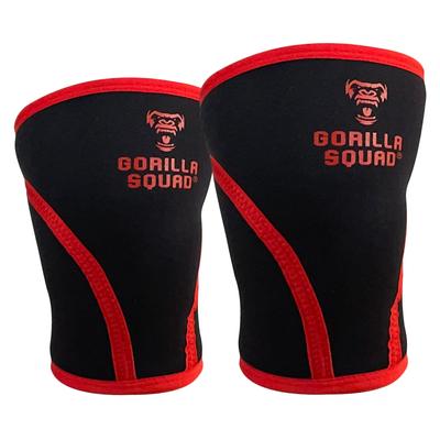 GORILLA SQUAD Knee Standard 7mm Neoprene Knee Sleeves for Strength Training and Weight Left and Right XL [Firm Support] Training, Set, Red,