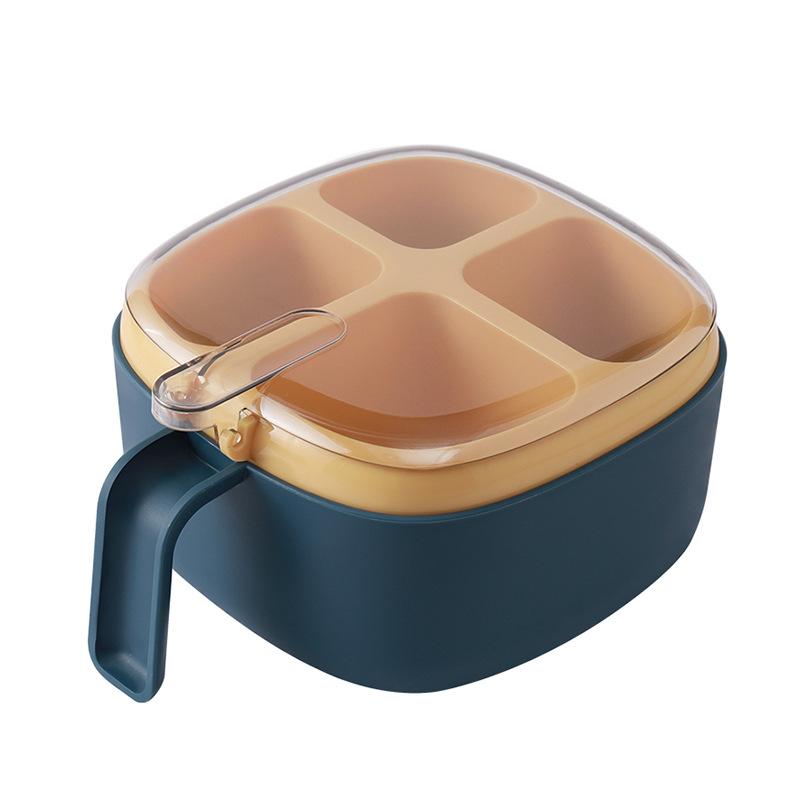 Boîte à assaisonnements quatre styles CuisineCouvercle transparent avec cuillèreBoîte à assaisonnements de type poussoir pour le sel