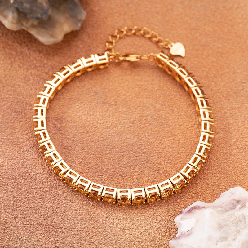 Color Treasure Jewelry Natural Citrine Bracelet Women'S S925 Sterling Silver Xiaohongshu Wechat Channels