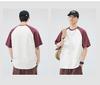 250G Men's Summer Trendy Color Block Raglan Tee - Heavyweight Pure Cotton, Loose Fit, Short Sleeve