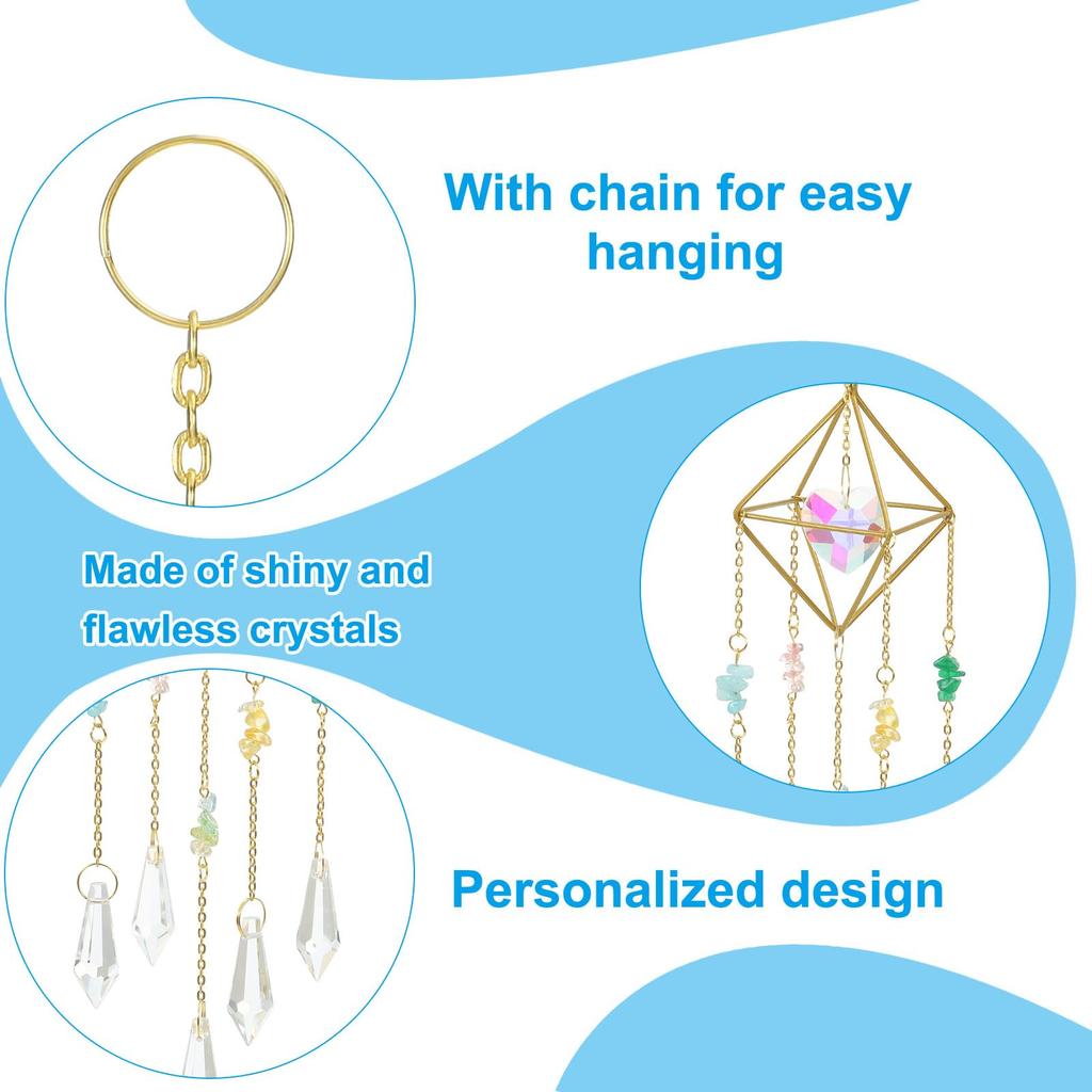 PATIKIL Window Hanging Crystal Suncatcher Rainbow Pendant Maker with Chain, Prism Ornament for Home, Garden, Wedding Party Decoration, Clear