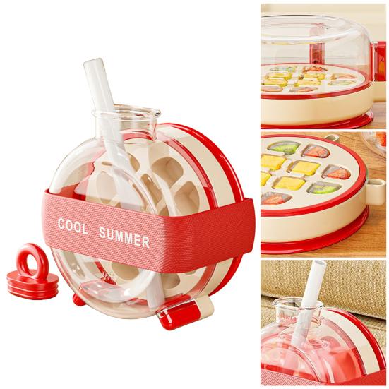 Yousheng 2-In-1 Ice Maker Water Bottle Quick Ice Making Portable Ice Maker Kettle with Straws Touch-Free Silicone Ice Cube Trays for Outdoor